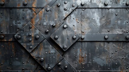Rusted metal texture background with rivets.