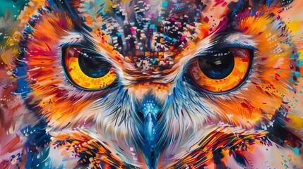 Vividly colored owl showcasing the beauty and intensity of wildlife