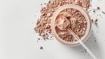 Protein powder on white background - Powered by Adobe