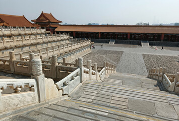 Obraz premium China, Beijing, Zijincheng- Purple Forbidden City, Jinluandian - Hall of Golden Throne, Taihe Dian - Hall of Supreme Harmony, imperial palace 