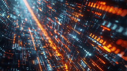 Futuristic data streams, hitech background, 4K, hyperrealistic, topdown view, vibrant lighting, flowing binary codes, high contrast