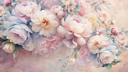 Watercolor background adorned with soft pastel