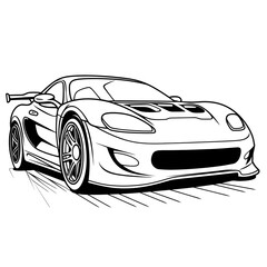 Car coloring page for children and kids, white background