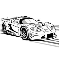 Car coloring page for children and kids, white background
