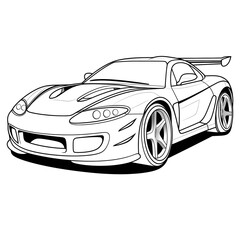 Car coloring page for children and kids, white background