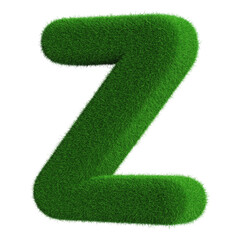 Grass Font Green Uppercase 3d Render .  Letter Z