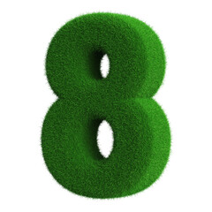 8 Number Grass Green 3d Render