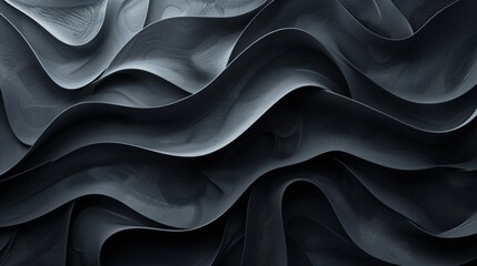 Obraz premium The image is a dark, metallic surface with a wavy pattern. It could be used as a background for a website or app, or as a texture for a 3D model.