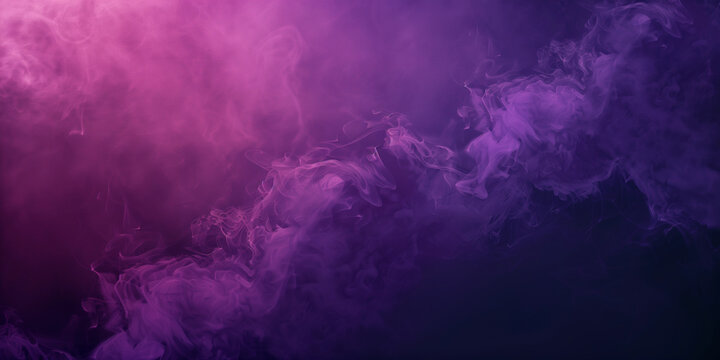 Creative purple lilac smoke Halloween background of floating smoking graphic studio banner misty fog haze atmosphere on monochrome trendy plain back ground cloudy mysterious copy space backdrop