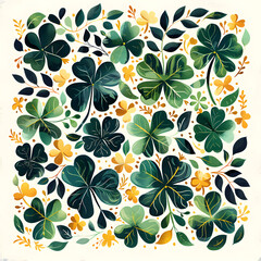 Green and golden leaf background for saint patrick's day