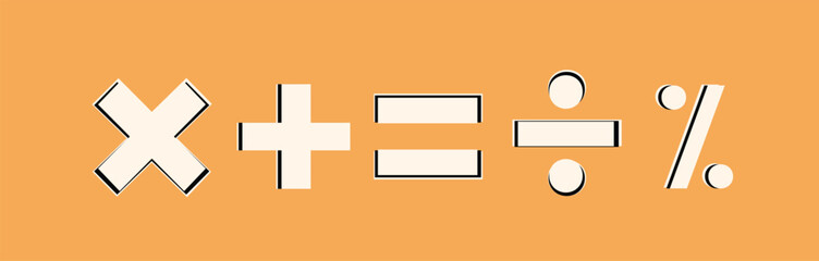 Fototapeta premium Set of monochrome icons with mathematical symbols 