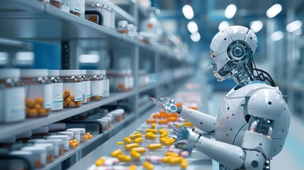 Fototapeta premium Advanced robotics in pharmaceutical manufacturing