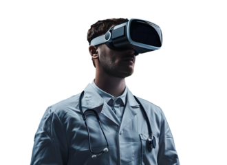 doctor wearing VR glass isolated