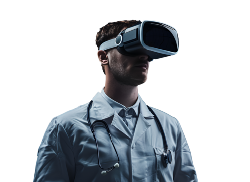 doctor wearing VR glass isolated