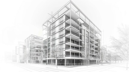 Building wireframe for digital visualization.