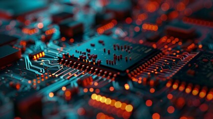 Obraz premium Closeup of a microchip highlighting technological precision