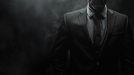 The man in the black suit is a symbol of power and mystery. He is the man who knows all the secrets and can get anything done.