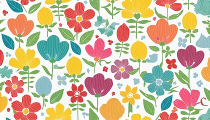 Colorful summer floral pattern on a white background
