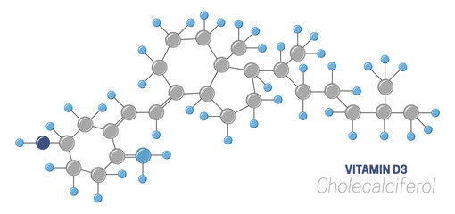 Cholecalciferol D3 Vitamin Molecules and Atoms