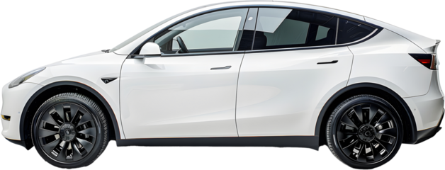 White car isolated on white Transparent background.