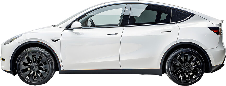 White car isolated on white Transparent background.