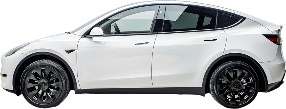 White car isolated on white Transparent background.