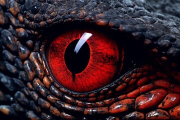 Intense reptile eye close-up