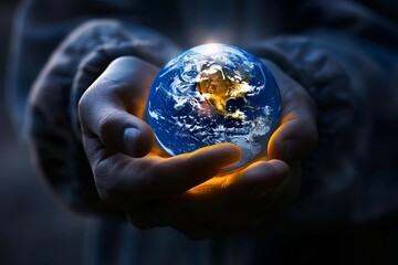 Hand holding a glowing earth, symbolizing global business influence and operations