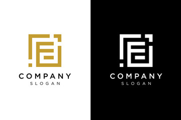 F E logo simple lines in box shape