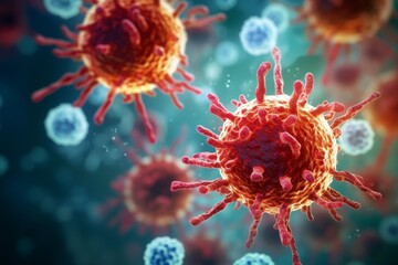 Obraz premium Microscopic view of a virus cell