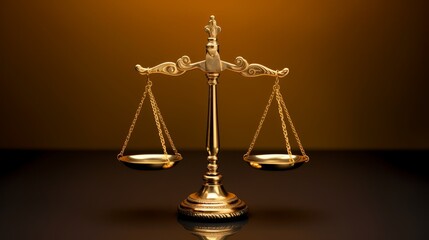 golden scales of justice on dark background