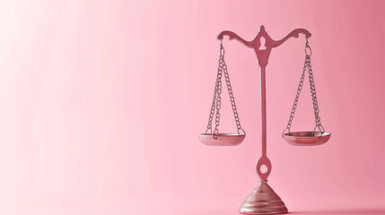 Scales with female and male gender symbols on pink background