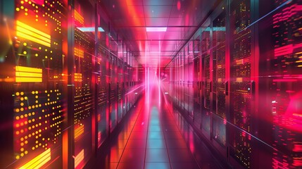 Obraz premium Sophisticated data centers and network connectivity hubs shown through vibrant imagery