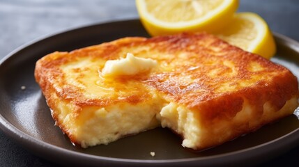 Delicious french toast with lemon slices