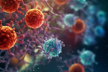 Microscopic view of virus cells