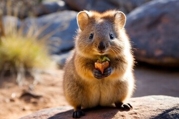 Cute furry rodent eating a snack