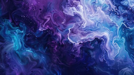 An abstract texture background that resembles the organic flow of ink in water, with a palette of deep blues and purples, and a dreamy, ethereal quality.