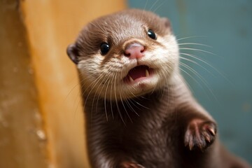 Cute Otter with Whiskers Smiling