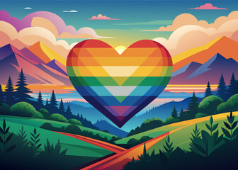 Heart with the colors of the rainbow flag, Pride, Rainbow, LGBTQ+