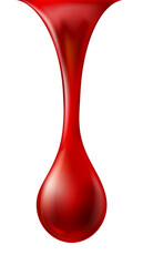 Dripping of flowing blood isolated on white background. Realistic vector illustration.