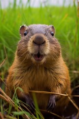 Curious squirrel in the grass