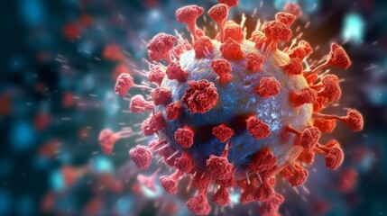 Detailed 3d illustration of coronavirus structure