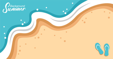 Vector illustration of sea waves background in flat style. Summer banner template.