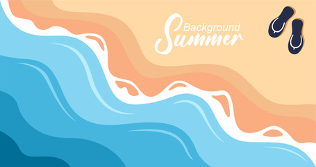 Vector illustration of sea waves background in flat style. Summer banner template.