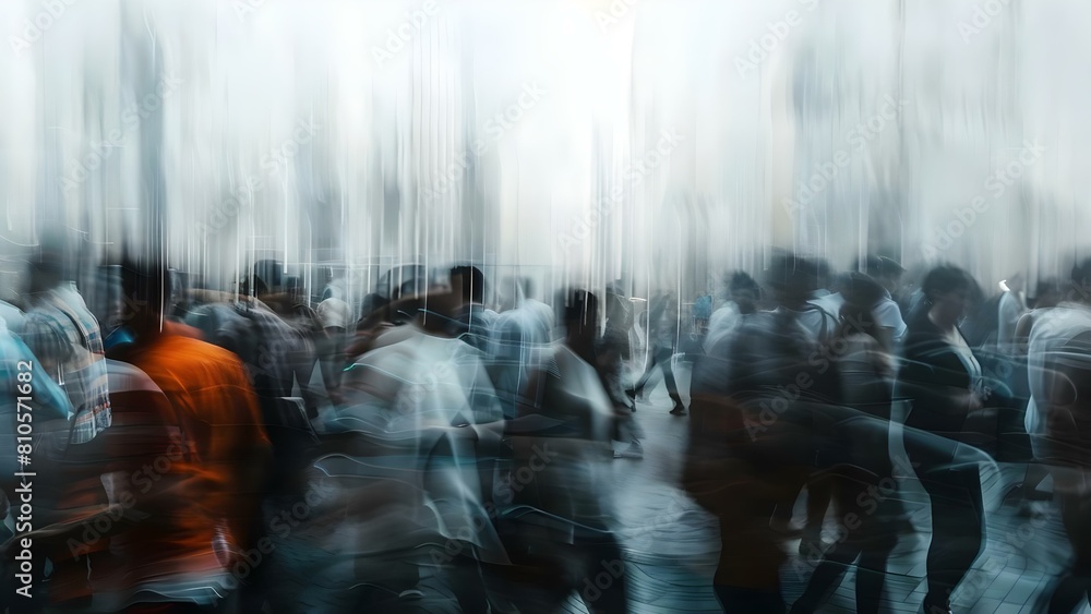 Poster capturing the dynamic energy of a moving crowd: long exposure speed blur effect. concept long exposu