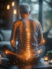 Senior Man with Visualized Spine and Joint Health