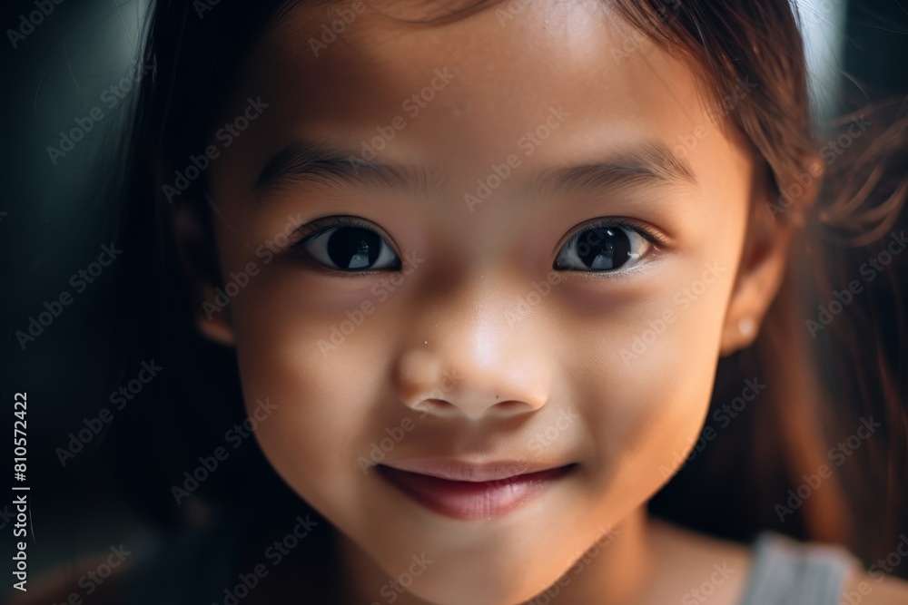 Poster Smiling asian child with big eyes