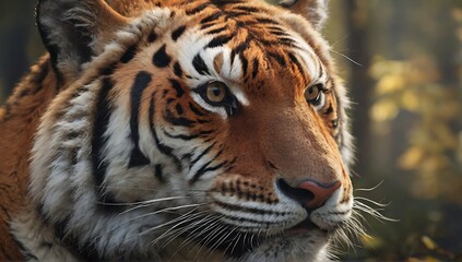 Obraz premium Beautiful Siberian tiger in its habitat, close up of a tiger, tiger portrait, made with AI Generative
