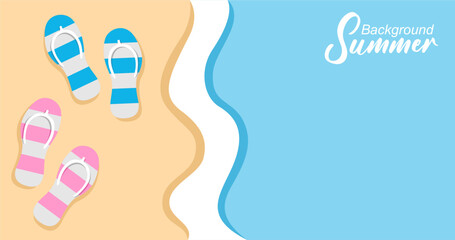 Vector illustration of sea waves background in flat style. Summer banner template.