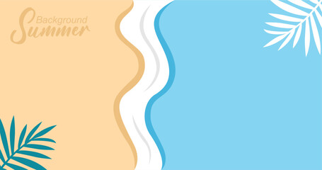 Obraz premium Vector illustration of sea waves background in flat style. Summer banner template.